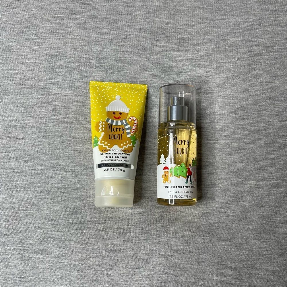 Bath & Body Works Mini Merry Cookie Body Mist & Lotion Cream 2 PCS. Set